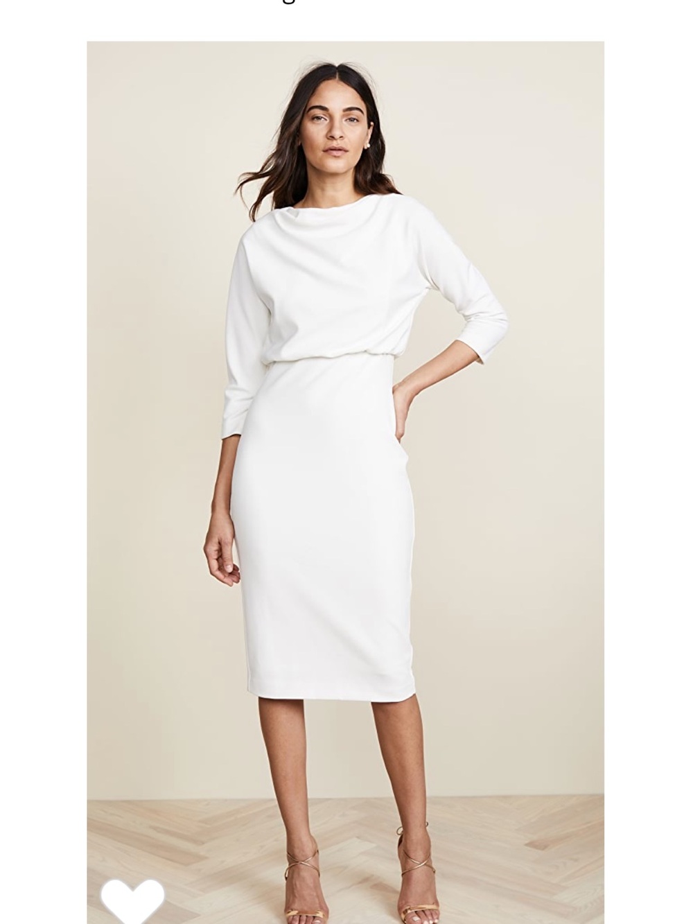 Cream Sheath Dress with Raglan Long Sleeves